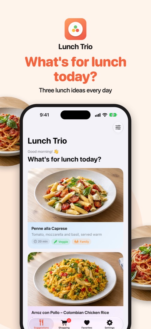 Start screen with three suggestions
