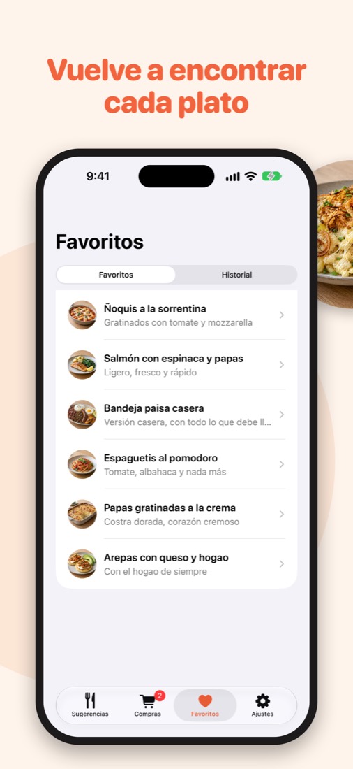 Favoritos e historial